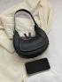 Mini Hobo Bag Fashionable Black Embossed Detail Top Handle PU For Daily Life