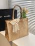 Small Straw Bag Vacation Twilly Scarf Decor Paper For Beach