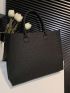 Oversized Top Handle Bag Fashionable Heart Embossed Polyester For Daily Life