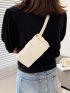 Mini Square Bag Fashionable White Braided Detail Flap PU For Daily Life