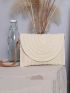 Beige Straw Bag Adjustable Strap Flap Vacation For Summer