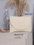 Beige Straw Bag Adjustable Strap Flap Vacation For Summer