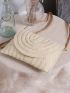 Beige Straw Bag Adjustable Strap Flap Vacation For Summer