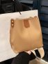 Mini Bucket Bag With Double Strap Fashionable Litchi Embossed PU For Daily Life