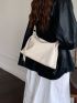 White Hobo Bag Fashionable Letter Graphic PU For Daily Life