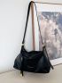 Black Hobo Bag Fashionable Letter Graphic PU For Daily Life