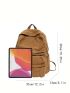 Brown Functional Backpack With Zipper PU Minimalist For Daily Life