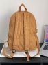 Brown Functional Backpack With Zipper PU Minimalist For Daily Life