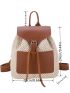 Small Straw Bag Preppy Flap Drawstring Design For School