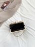 Sequin Decor Square Bag Small Kiss Lock For Party