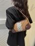 Fashionable Baguette Bag Geometric Pattern Chain & Studded Decor PU For Daily Life