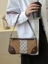 Fashionable Baguette Bag Geometric Pattern Chain & Studded Decor PU For Daily Life