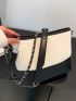 Two Tone Square Bag Fashionable Embossed Detail Chain PU For Daily Life