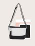 Two Tone Square Bag Fashionable Embossed Detail Chain PU For Daily Life