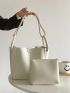 White Square Bag With Inner Pouch Elegant PU For Daily Life