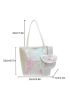 PVC Square Bag Sequin Decor With Coin Purse Glamorous For Party, Clear Bag