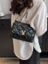 Rabbit Quilted Square Bag Flap Chain Strap