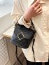 Mini Flap Bucket Bag Quilted Pattern Metal Decor