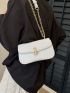 Mini Square Bag Fashionable White Crocodile Embossed Chain Flap PU