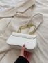 Mini Square Bag Fashionable White Crocodile Embossed Chain Flap PU