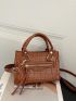 Mini Square Bag Crocodile Embossed Zip Front