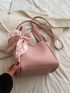 Twilly Scarf Decor Bucket Bag Medium Pink