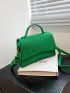 Small Flap Square Bag Geometric Embossed Minimalist Green