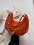 Crocodile Embossed Hobo Bag Neon Orange Chain Decor