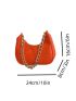 Crocodile Embossed Hobo Bag Neon Orange Chain Decor