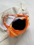 Crocodile Embossed Hobo Bag Neon Orange Chain Decor