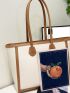 Minimalist Shoulder Tote Bag Double Handle Two Tone