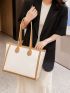 Minimalist Shoulder Tote Bag Double Handle Two Tone