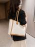 Minimalist Shoulder Tote Bag Double Handle Two Tone