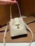 Mini Bucket Bag Crocodile Embossed Metal Decor