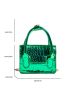 Mini Square Bag Metallic Crocodile Embossed Double Handle Chain Strap