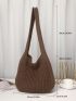 Minimalist Crochet Baguette Bag Women's Casual One Shoulder Tote Minimalist Woven Bag One Shoulder Shopping Bag Large Capacity One Shoulder Bag