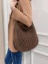 Minimalist Crochet Baguette Bag Women's Casual One Shoulder Tote Minimalist Woven Bag One Shoulder Shopping Bag Large Capacity One Shoulder Bag