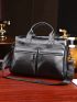 Genuine Leather Men Briefcase Double Handle