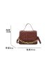 Crocodile Embossed Square Bag Chain Decor Top Handle