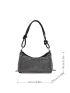 Studded Decor Hobo Bag Medium Black Punk