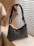 Studded Decor Hobo Bag Medium Black Punk