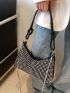 Studded Decor Hobo Bag Medium Black Punk