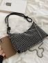 Studded Decor Hobo Bag Medium Black Punk