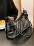 Studded Decor Hobo Bag Medium Black Punk