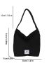 Black Hobo Bag Letter Patch Top Handle For Daily