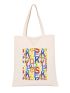 Small Shopper Bag Colorful Letter Pattern Double Handle For Shopping