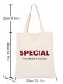 Small Shopper Bag Letter Pattern Double Handle For Shopping