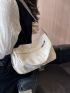 Beige Messenger Bag Release Buckle Flap Adjustable Strap For Daily