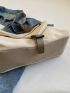 Beige Messenger Bag Release Buckle Flap Adjustable Strap For Daily