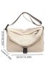 Beige Messenger Bag Release Buckle Flap Adjustable Strap For Daily